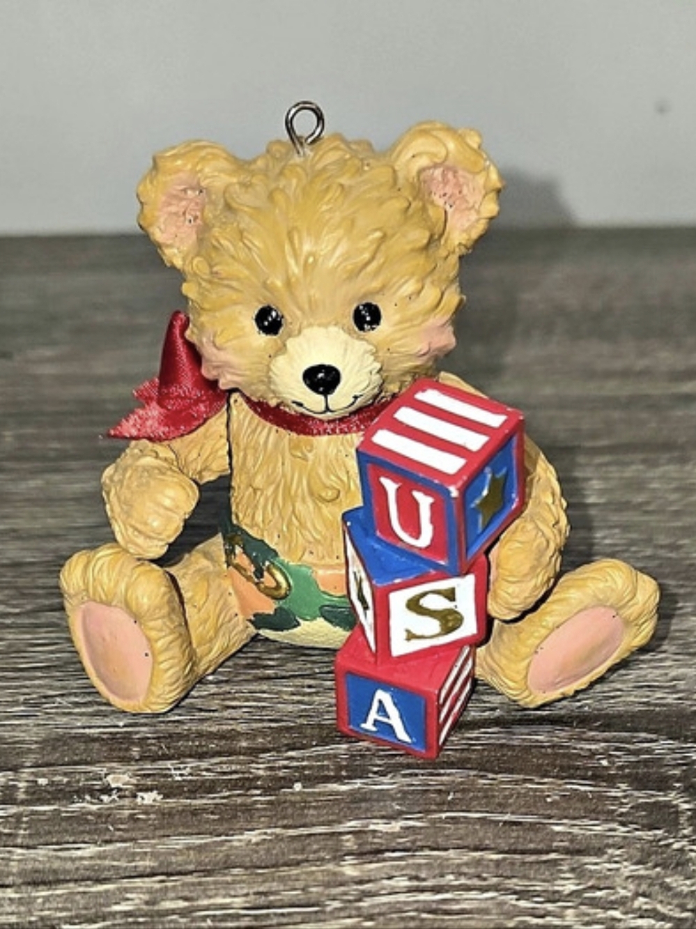 American Greetings Baby's First Christmas 2000 Bear with Blocks Ornament Bear SE